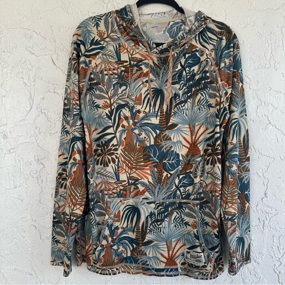 HOWLER BROS Pullover Hoodie Sweatshirt Men Medium Leaf Print